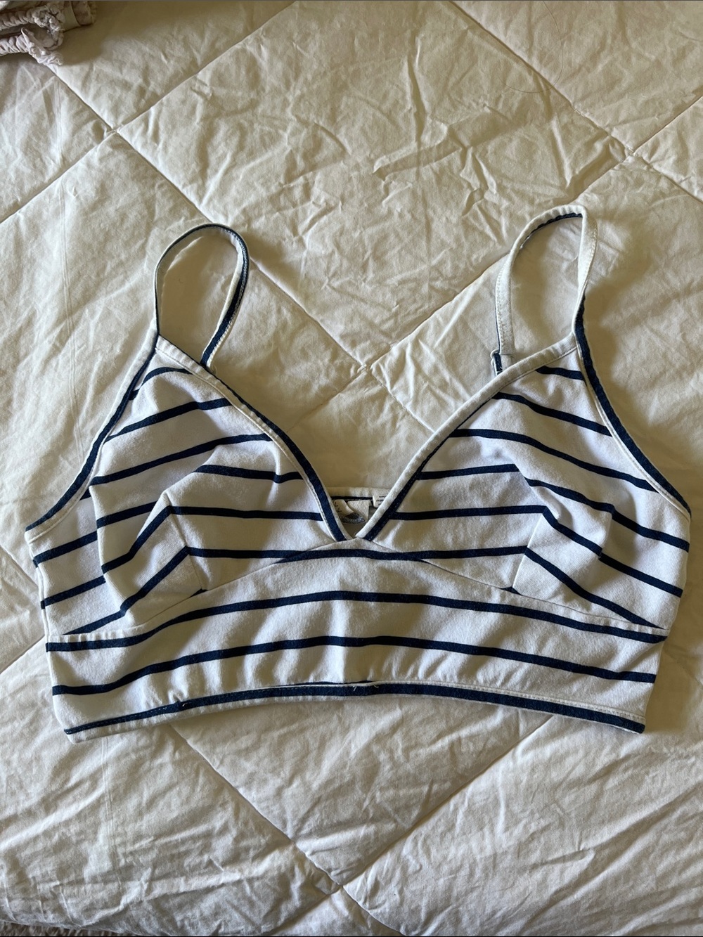 Roxy White and Navy Striped Bralette